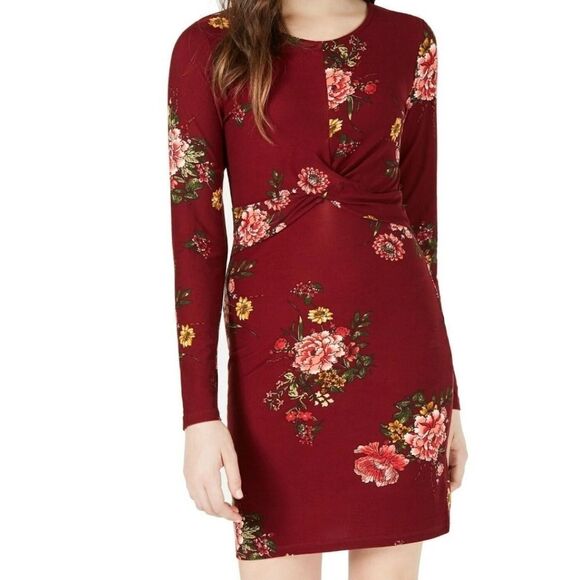 Planet Gold Bodycon Zinfandel Floral Long Sleeve Dress Small #3 - Picture 5 of 5